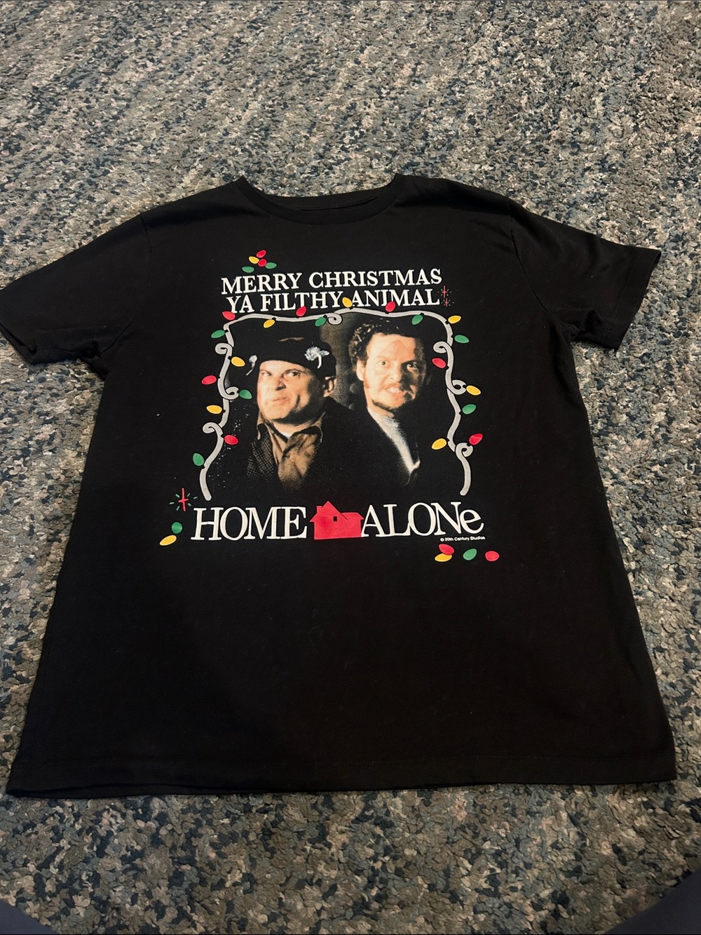 Old Navy Black 'Home Alone' Holiday Graphic Tee with Festive Lights